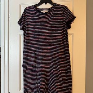 LOFT Multicolor Striped Short Sleeve Dress EUC